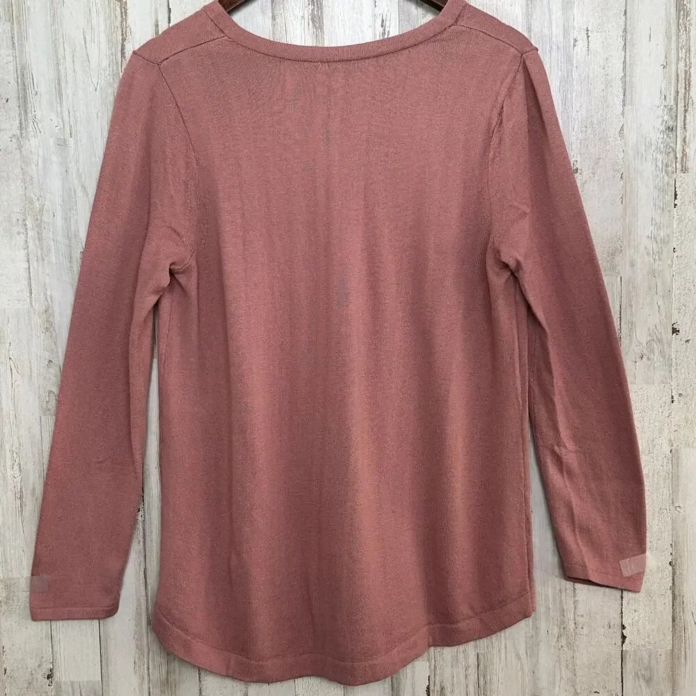 J Jill Cotton Blend Sweater Medium Petite Blush Pink Oversized EUC Soft Girl